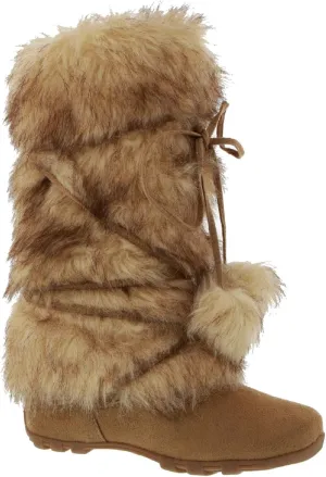 Talia-Hi Women Mukluk Faux Fur Boot Mid Calf Winter Snow White (7, Camel)