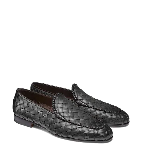 Tan Brown Weaved Leather Loafer