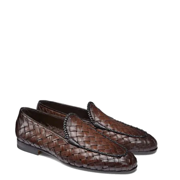 Tan Brown Weaved Leather Loafer