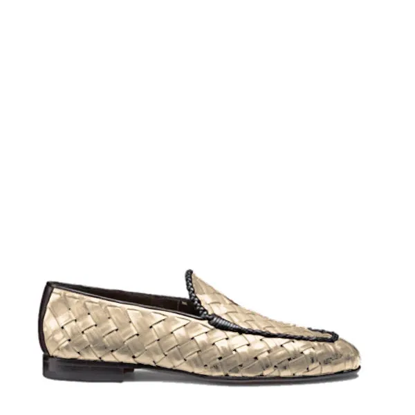 Tan Brown Weaved Leather Loafer