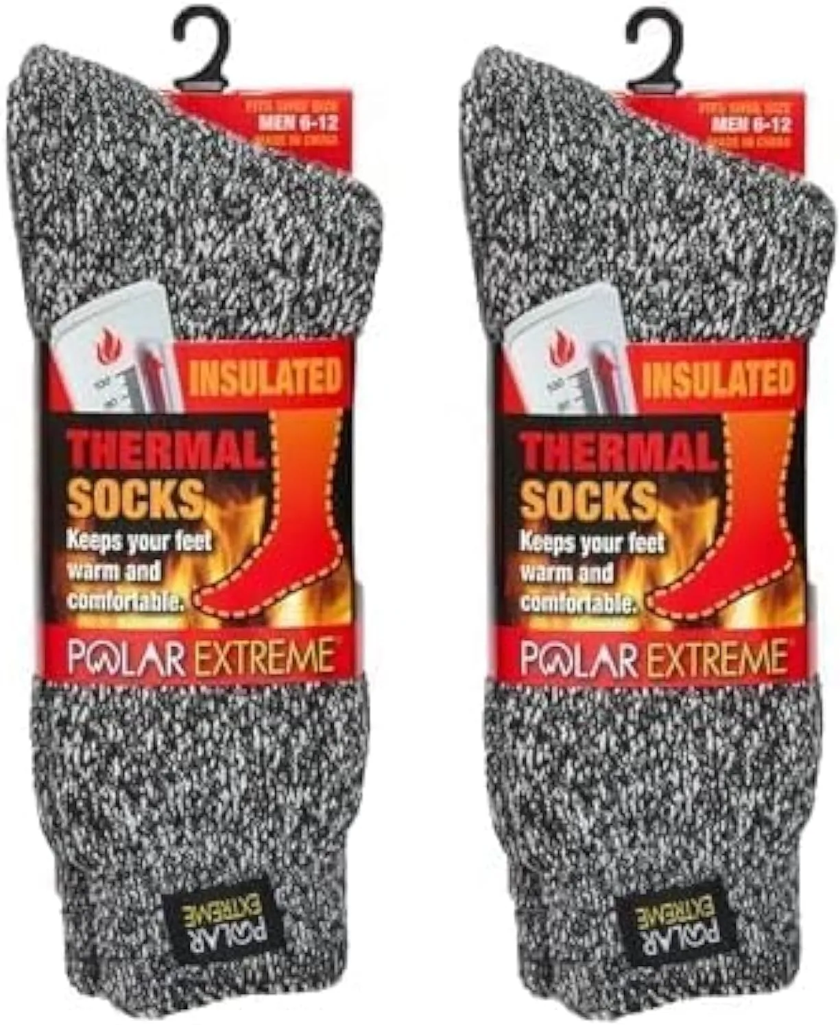 Thermal Hiking Sock For Men & Women, Insulated Warmth for Cold Weather Boot Comfort, One Size Fits Most, 2 Pack