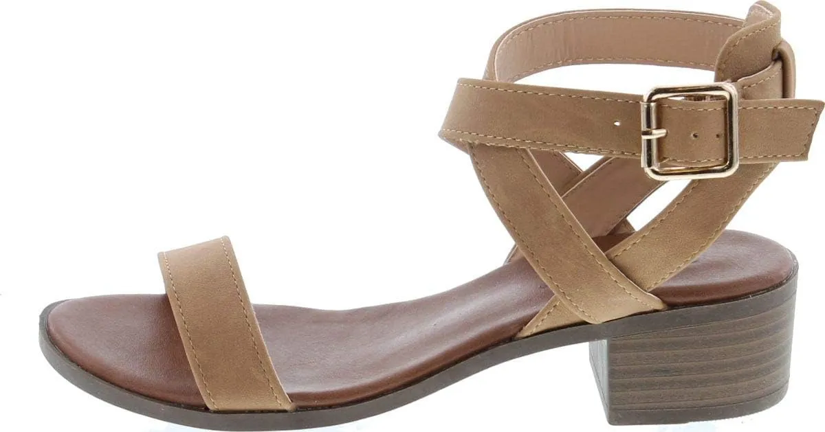TOP Moda Vision-75 Women's Ankle Wrap Adjustable Buckle Stacked Chunky Heel Sandal