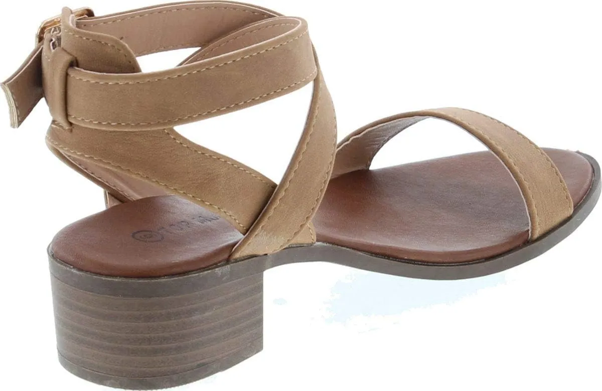 TOP Moda Vision-75 Women's Ankle Wrap Adjustable Buckle Stacked Chunky Heel Sandal