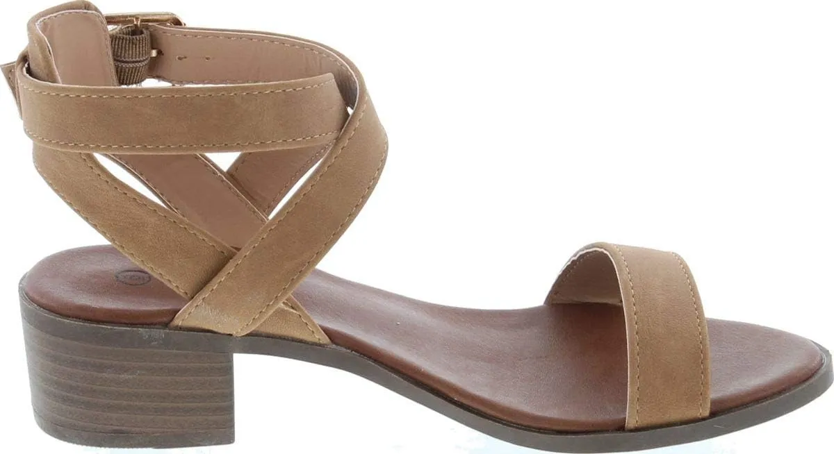 TOP Moda Vision-75 Women's Ankle Wrap Adjustable Buckle Stacked Chunky Heel Sandal