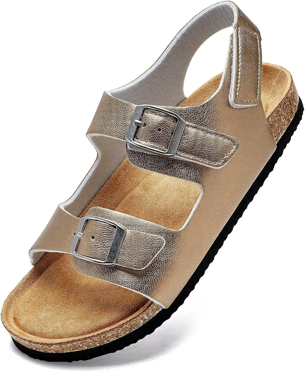Torotto Girls Boys Sandals with Cork Footbed Adjustable Buckle Casual Slides Sandals Open Toes Flat for Kids Toddler