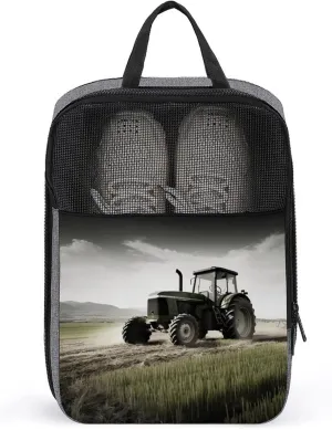 Travel Shoe Bags,Tractor Agriculture Tranquil Printed Shoe Bag,Water Proofing Portable Organizer Storage Shoe Pouch Holds,with Sturdy Zipper Cruise Ship Essentials