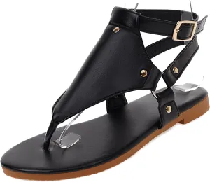 TZNBGGE Dressy Thong Flat Sandals for Women Gladiator Sandals Rivet Open Toe T-Strap Beach Sandals Comfort Ankle Buckle Vintage Flip Flops