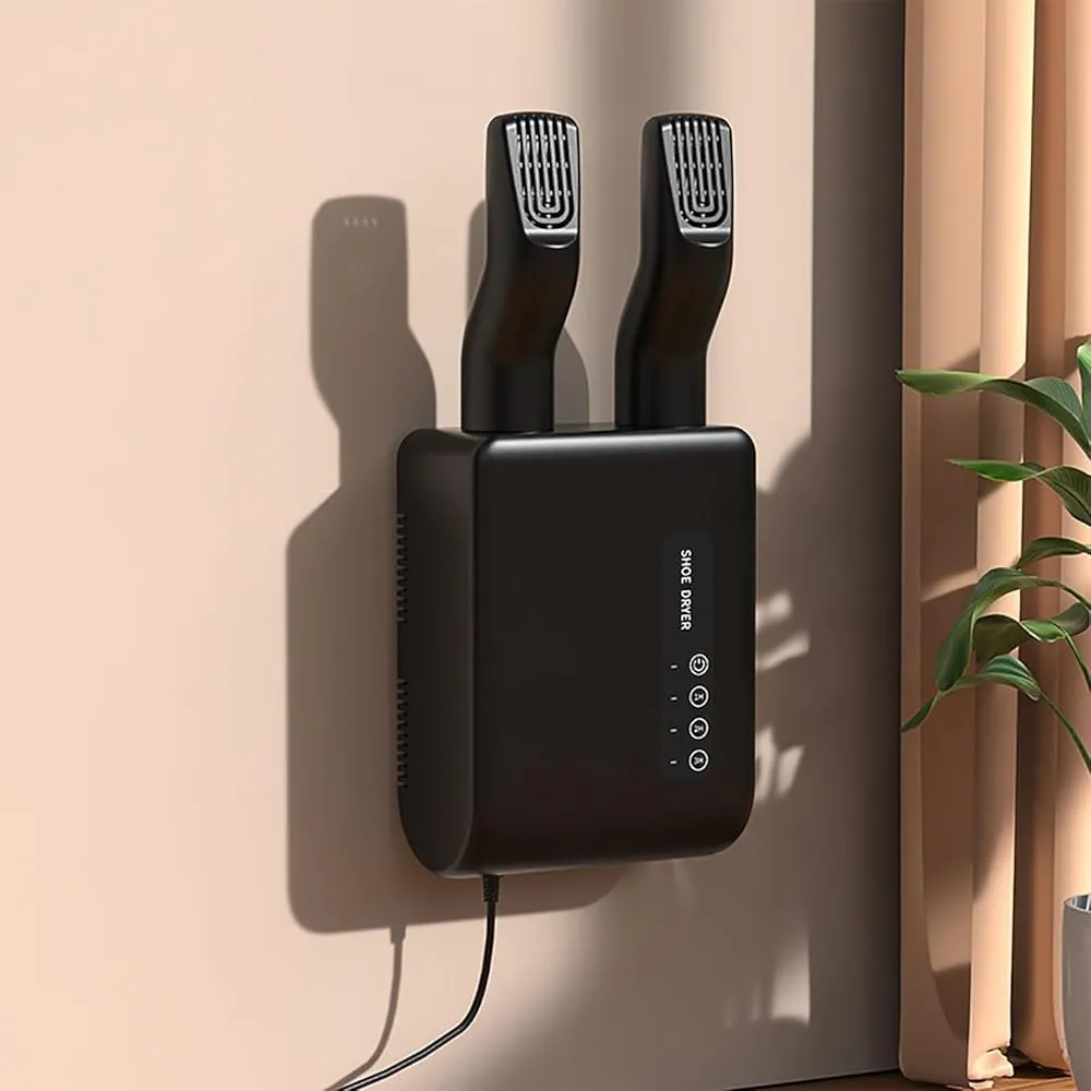 Ultra Quiet Portable Electric Shoe Dryer with Heat Switch and 180 Mins Timer,Boot Dryer, 360° Hot Air Circulation, 40℃-42℃ Intelligent Constant Temperature Use for Shoes Gloves Socks Hats(Color:Black)