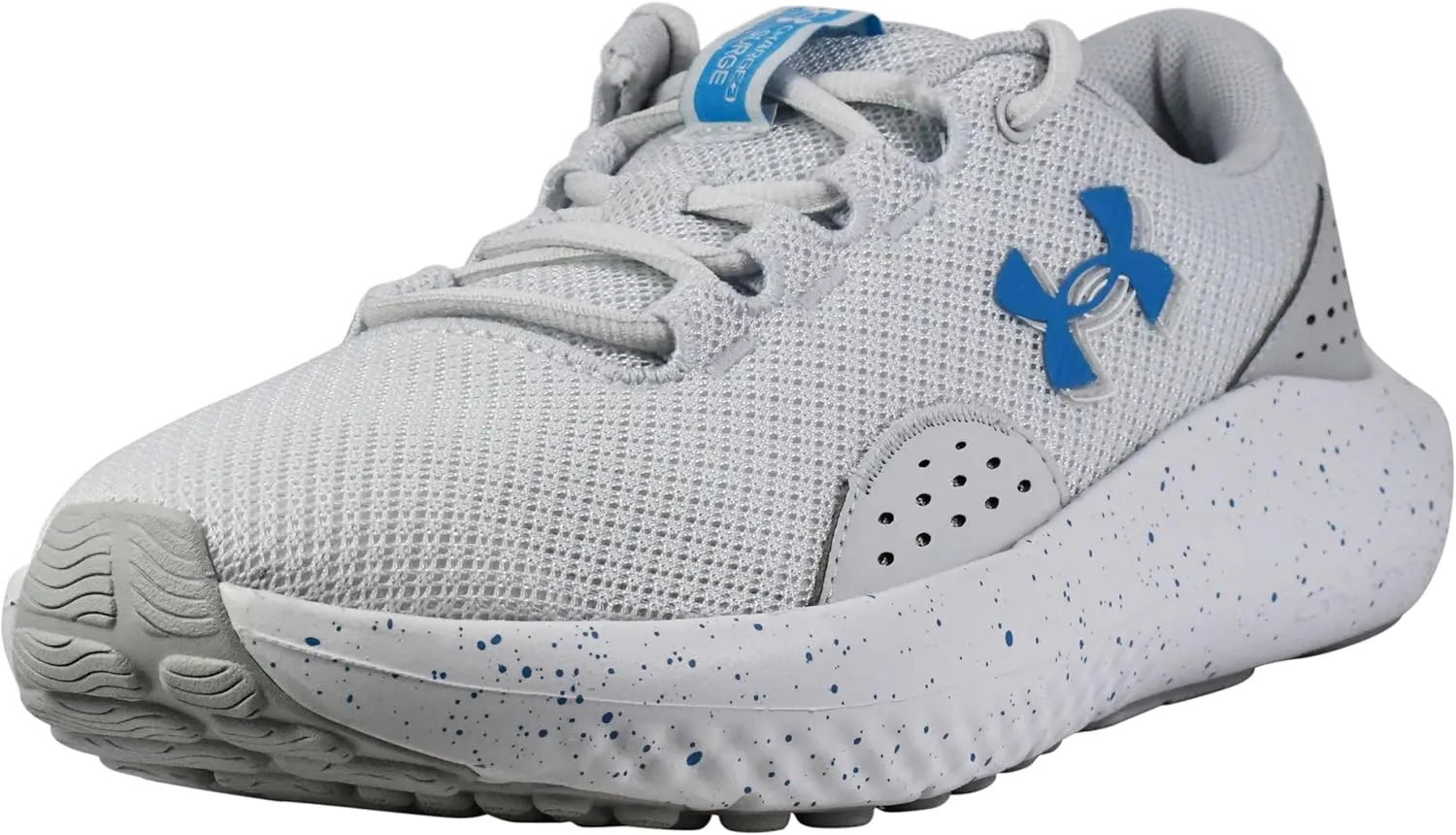 Under Armour Women's Charged Surge 4 Sneaker, Distant Gray Halo Gray Ether Blue, 7.5