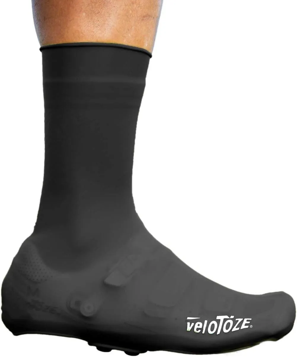 veloToze Tall Silicone Shoe Cover with Snaps - Covers Road Cycling Shoes - Waterproof, Windproof Reusable Boot-Style Overshoes for Bike Rides in Winter, Rain, Cold Weather Biking - for Men and Women