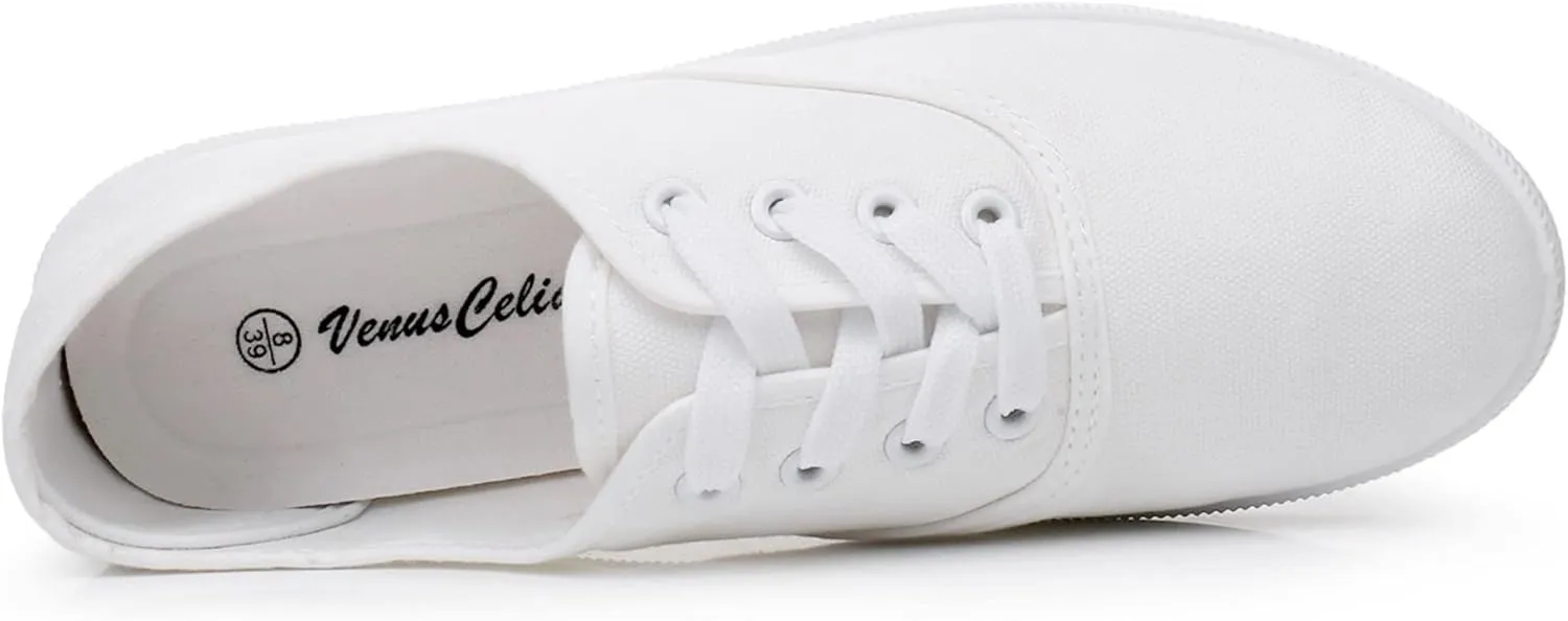 VenusCelia Women's Rainbow Lace Up Sneaker Shoes