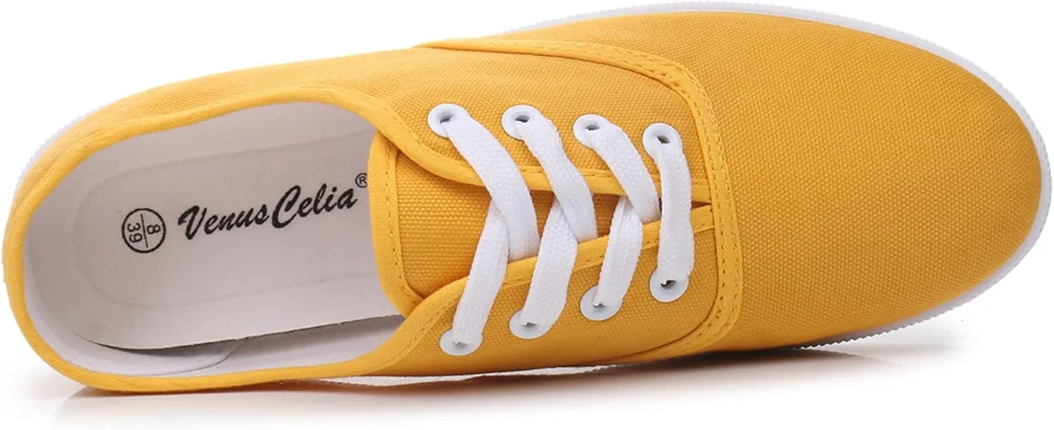 VenusCelia Women's Rainbow Lace Up Sneaker Shoes