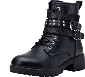Vepose Women's Ankle Boots, Combat Lace up Booties with Inside Zipper