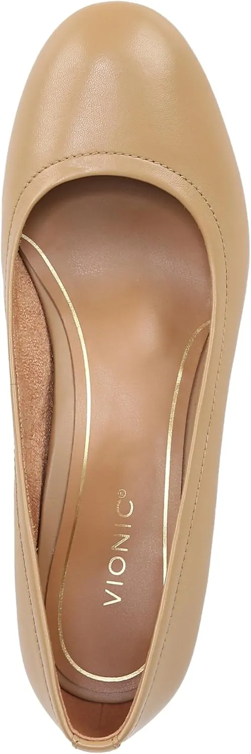 Vionic Women's Pump Heel Sandal Carmel Shoes with Arch Support