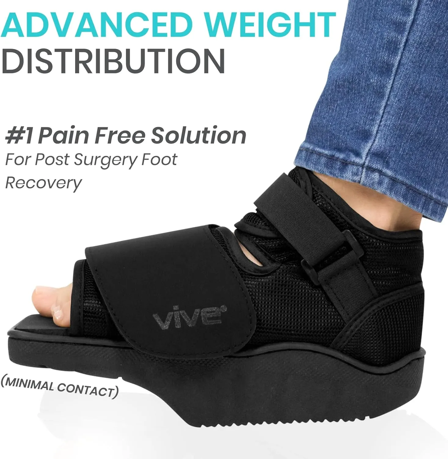 Vive Offloading Post-Op Shoe - Forefront Wedge Boot for Broken Toe Injury - Non Weight Bearing Medical Recovery for Foot Surgery, Hammer Toes, Bunion, Feet Pain - Walking Orthopedic (X-Large)