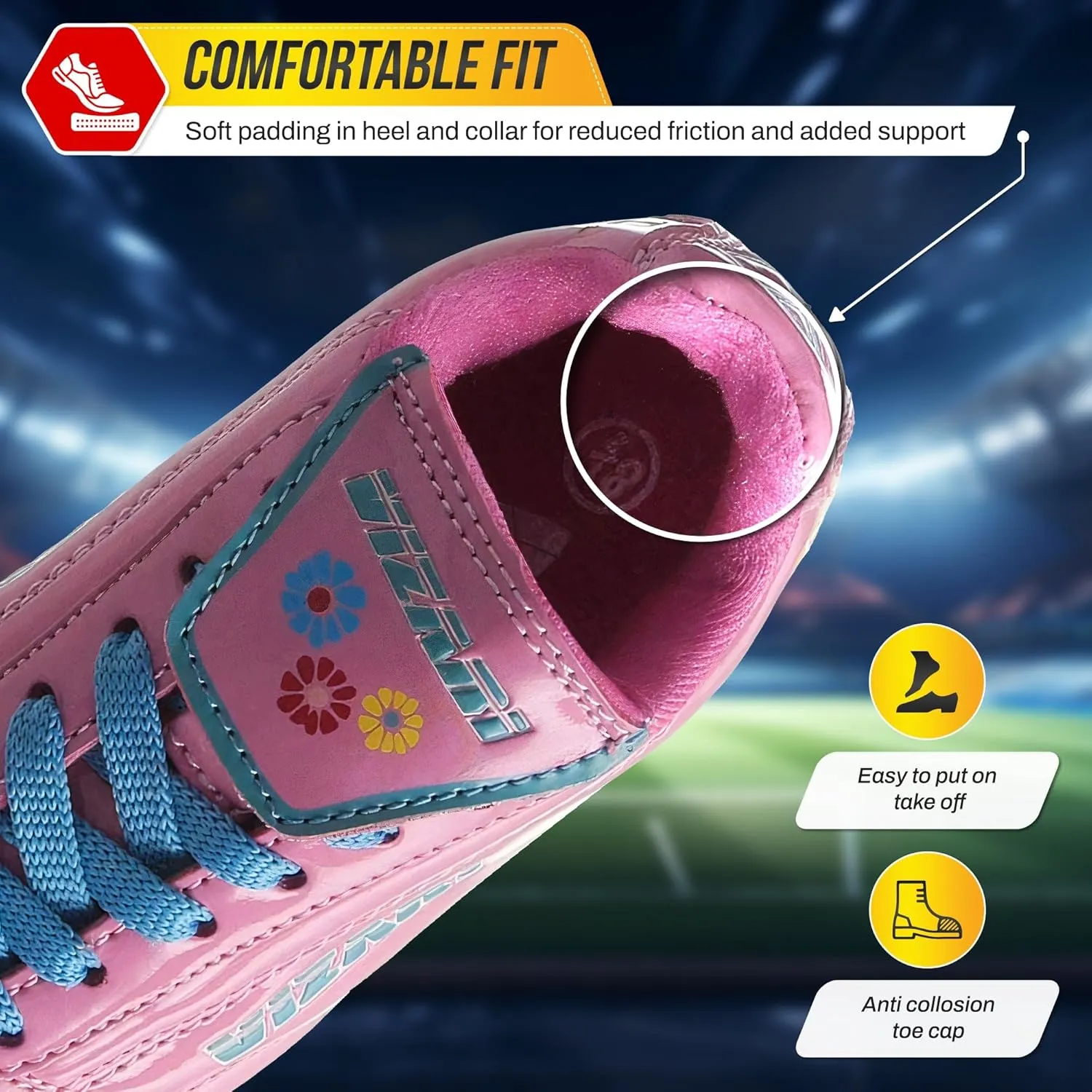 Vizari Blossom FG Soccer Shoe for Toddler/Little Kid | Synthetic Leather, Machine Washable, Unique Graphics, Comfortable Design, Durable Rubber Outsole (Toddler/Little Kid)