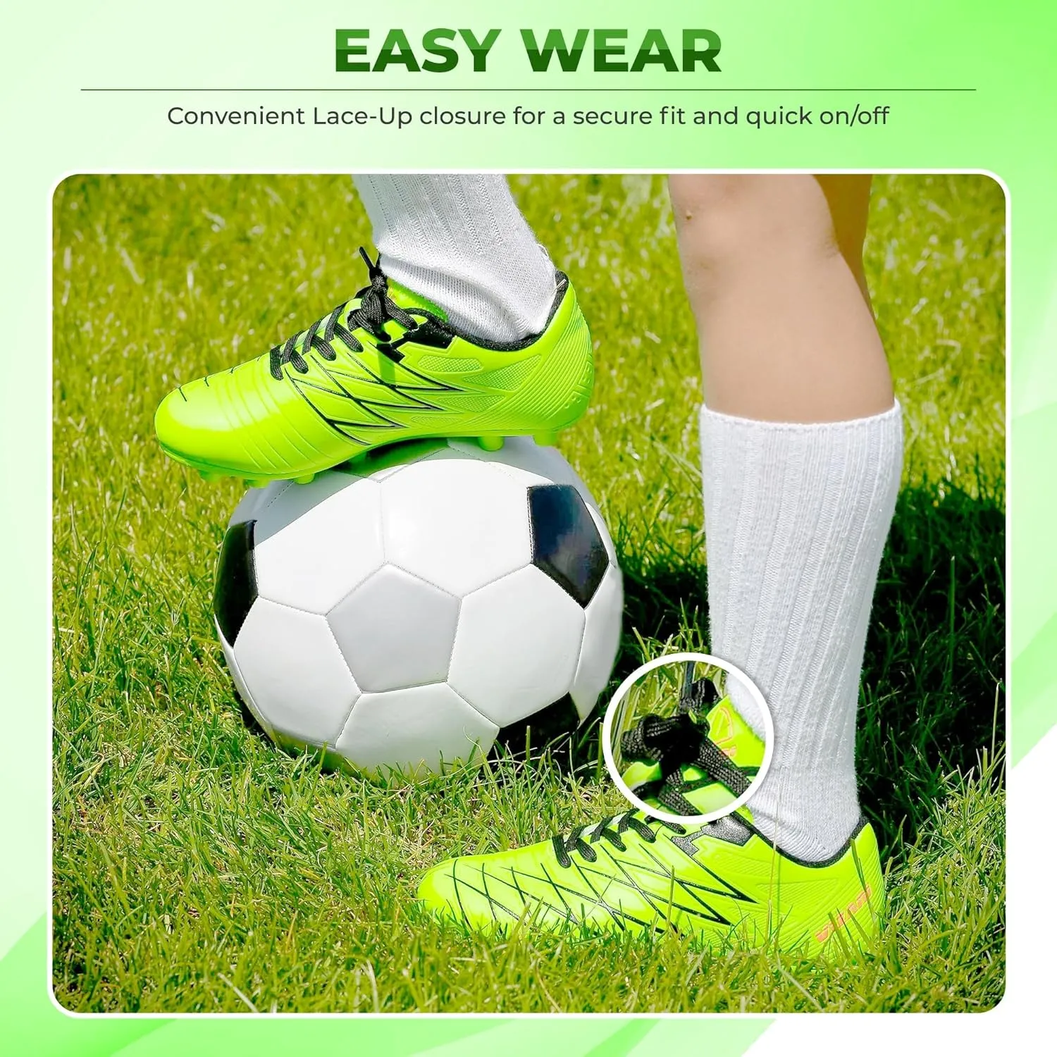 Vizari Boca Firm Ground Soccer Cleats - Lightweight, Durable & Comfortable Kids & Youth Soccer Cleats with Excellent Traction - Girls & Boys Soccer Shoes with Padded Heel & Anti-Stretch Lining