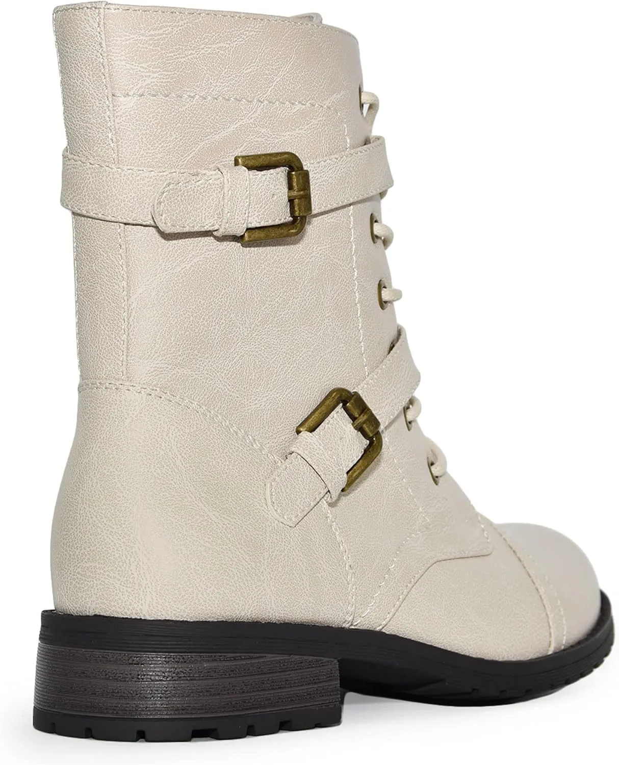 Wild Diva Timberly Women's Fashion Lace Up Buckle Knee High Combat Boots