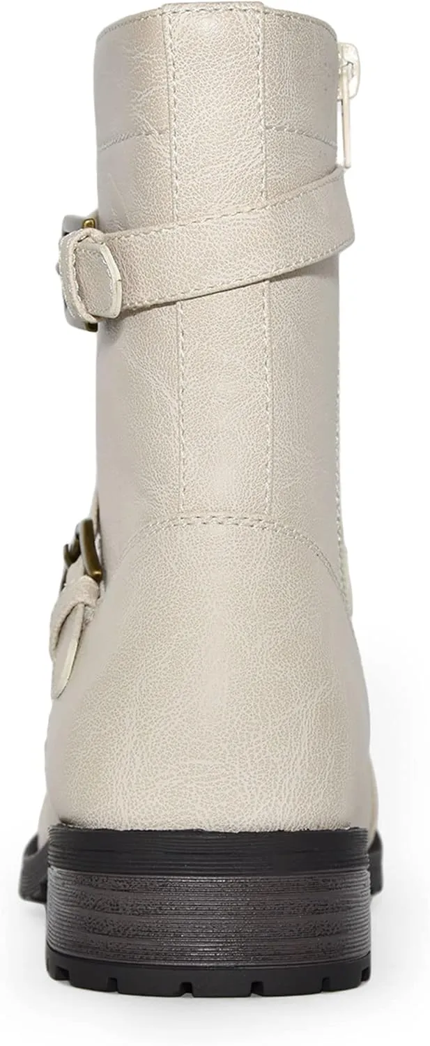 Wild Diva Timberly Women's Fashion Lace Up Buckle Knee High Combat Boots