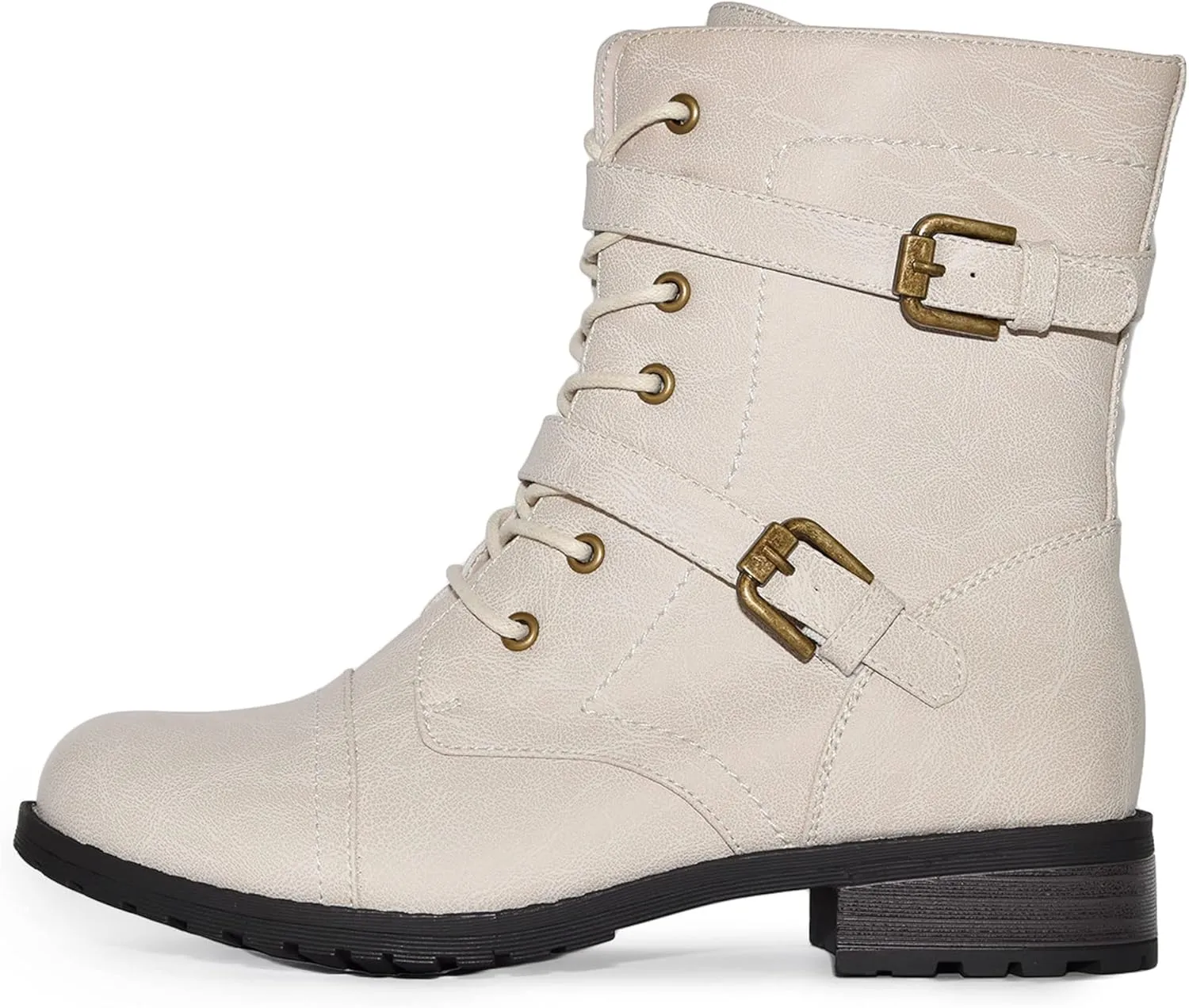Wild Diva Timberly Women's Fashion Lace Up Buckle Knee High Combat Boots