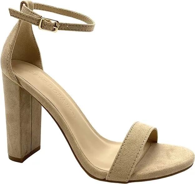 Wild Diva Women's Single Band Chunky Heel Sandal with Ankle Strap Morris-01, 12