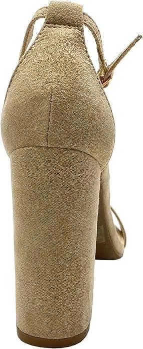 Wild Diva Women's Single Band Chunky Heel Sandal with Ankle Strap Morris-01, 12