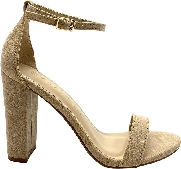 Wild Diva Women's Single Band Chunky Heel Sandal with Ankle Strap Morris-01, 12