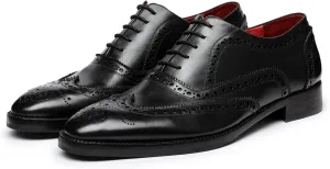 Wingtip Brogue Oxford Handcrafted Men's Genuine Leather Lace up Dress Shoes