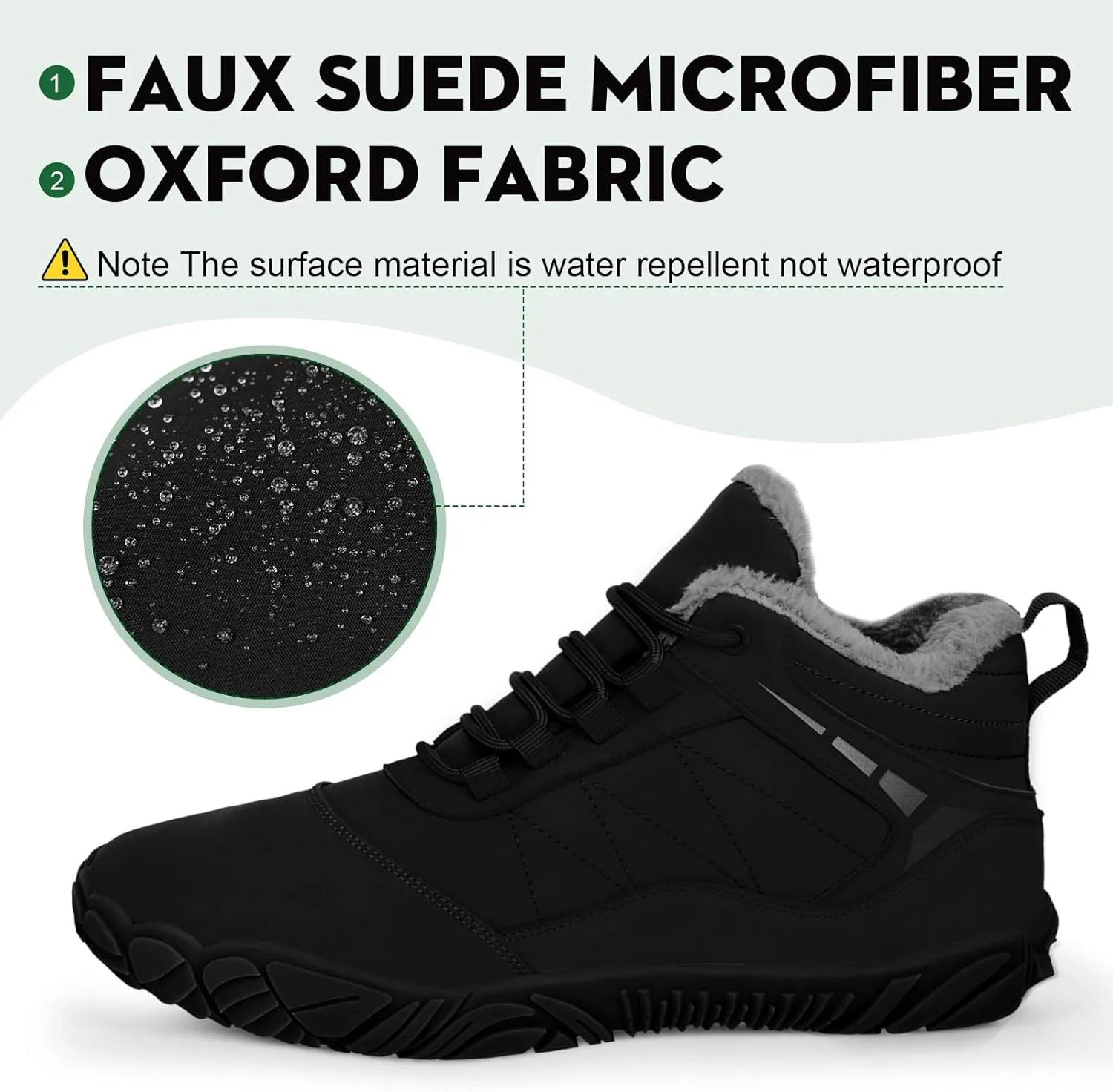 Winter Barefoot Shoes Snow Boots Women Men, Winter Warm Casual Snow Cold Boot Hiking Barefoot Womens Mens, Wide Toe Box Ankle Boot Five Finger Zero Drop Snow Booties Hike Shoes