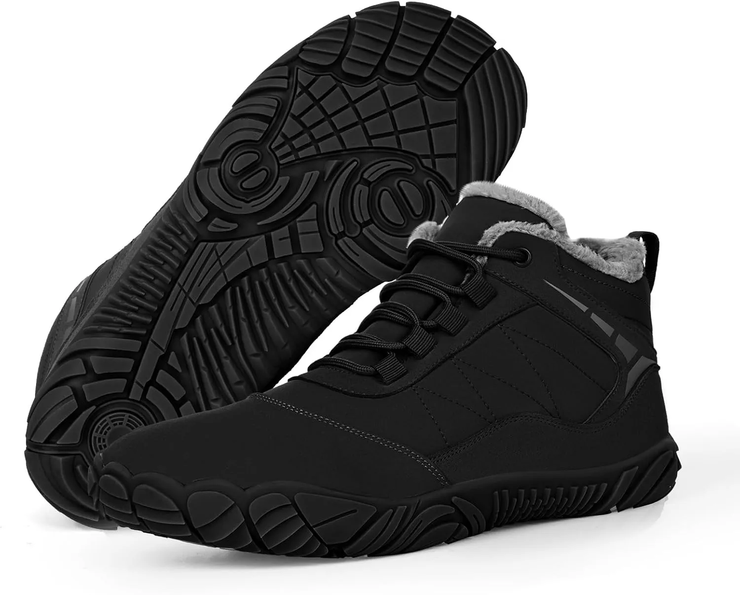 Winter Barefoot Shoes Snow Boots Women Men, Winter Warm Casual Snow Cold Boot Hiking Barefoot Womens Mens, Wide Toe Box Ankle Boot Five Finger Zero Drop Snow Booties Hike Shoes