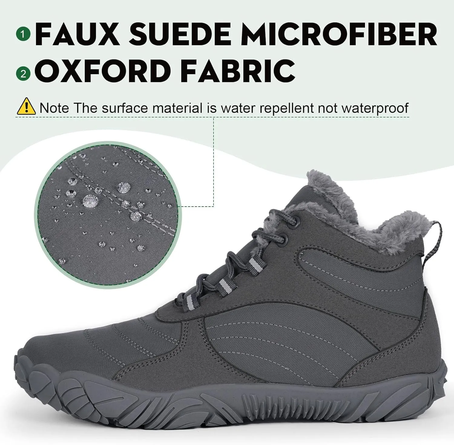Winter Barefoot Shoes Snow Boots Women Men, Winter Warm Casual Snow Cold Boot Hiking Barefoot Womens Mens, Wide Toe Box Ankle Boot Five Finger Zero Drop Snow Booties Hike Shoes