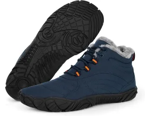 Winter Barefoot Shoes Snow Boots Women Men, Winter Warm Casual Snow Cold Boot Hiking Barefoot Womens Mens, Wide Toe Box Ankle Boot Five Finger Zero Drop Snow Booties Hike Shoes