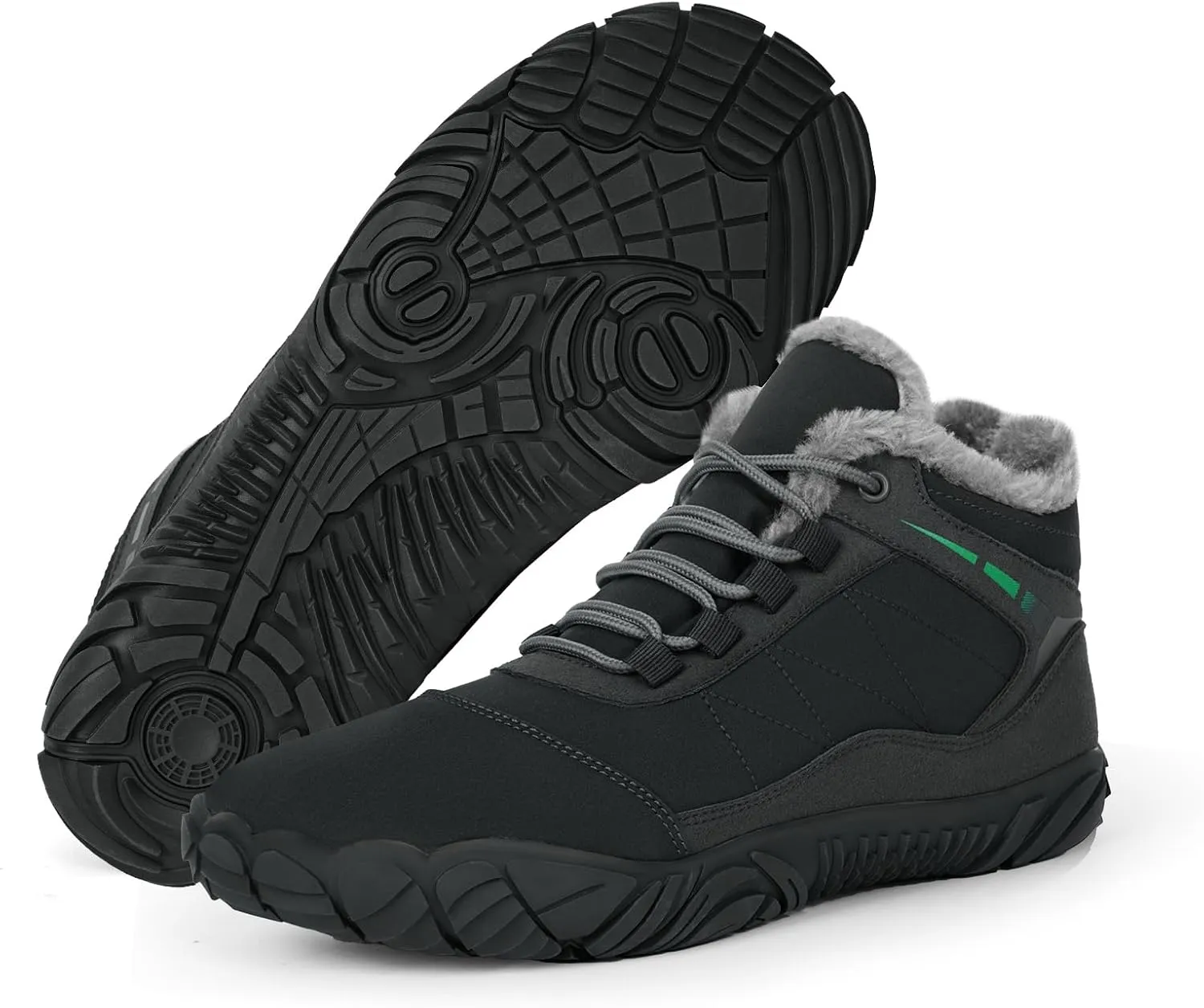 Winter Barefoot Shoes Snow Boots Women Men, Winter Warm Casual Snow Cold Boot Hiking Barefoot Womens Mens, Wide Toe Box Ankle Boot Five Finger Zero Drop Snow Booties Hike Shoes