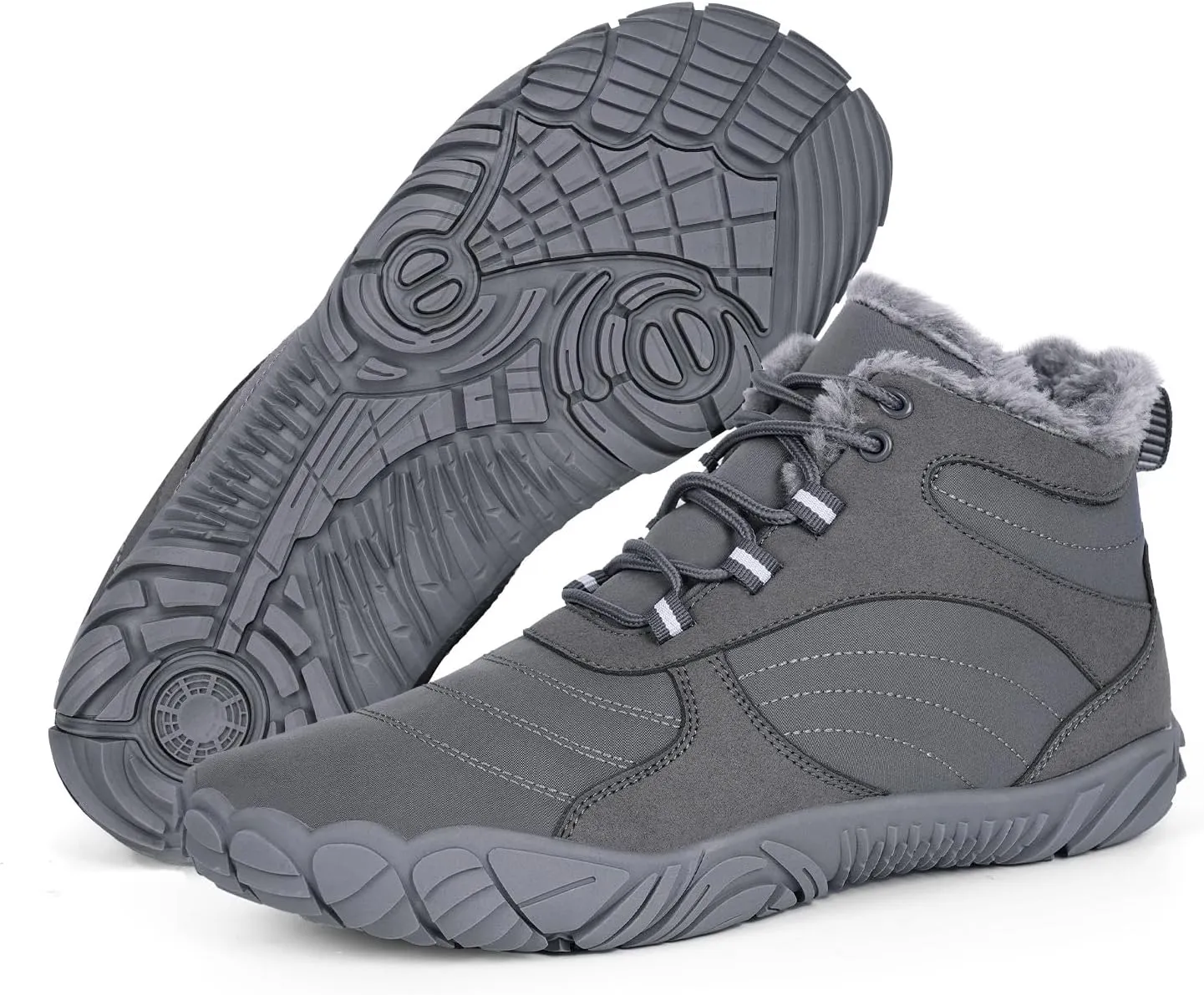 Winter Barefoot Shoes Snow Boots Women Men, Winter Warm Casual Snow Cold Boot Hiking Barefoot Womens Mens, Wide Toe Box Ankle Boot Five Finger Zero Drop Snow Booties Hike Shoes