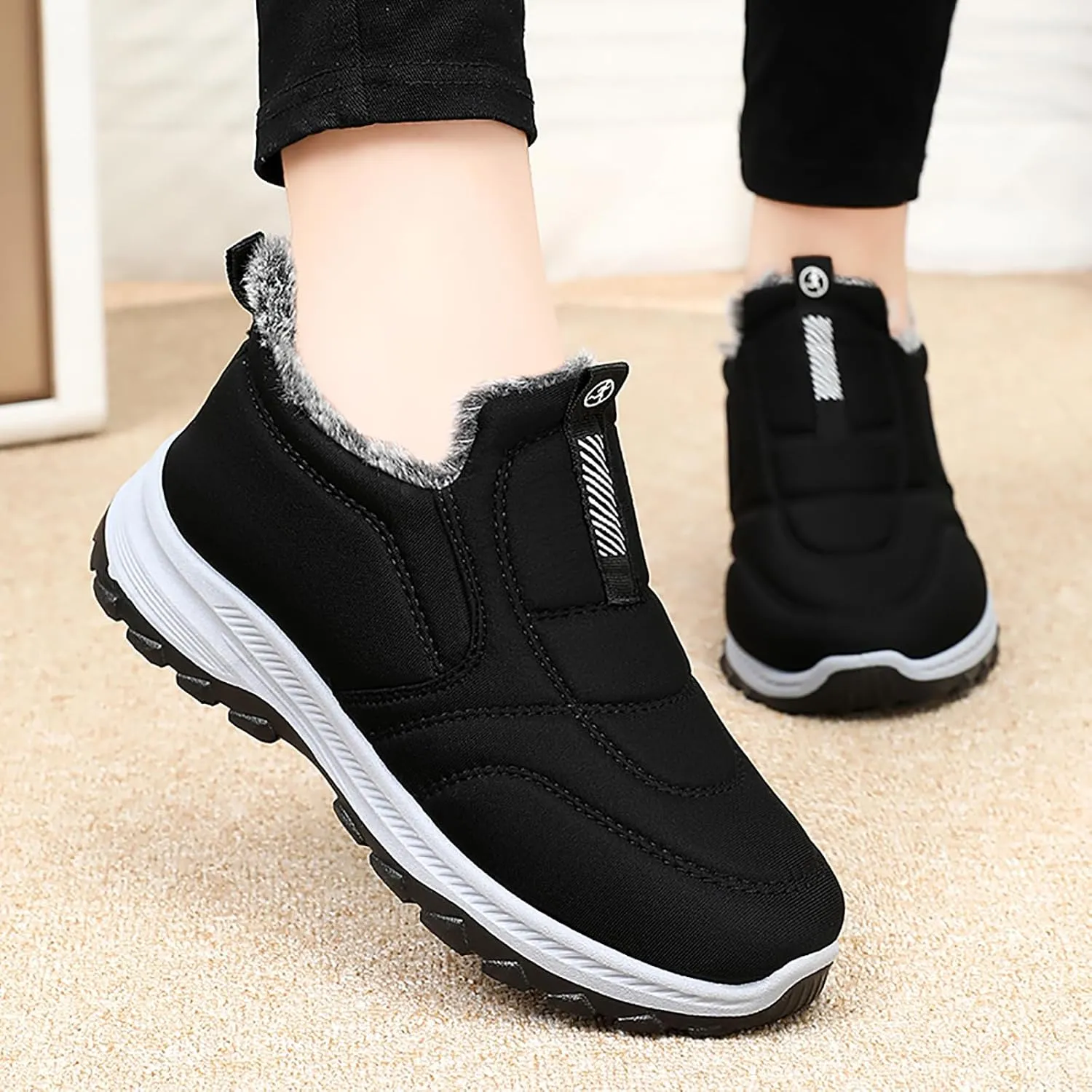 Women Winter Snow Boots Comfortable Warm Fur lined Slip on Ankle Boots Lightweight Waterproof Outdoor Booties
