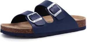 Women's Cork Footbed Slide Sandal, Arch Support Summer Outdoor Sandals with Adjustable Buckle