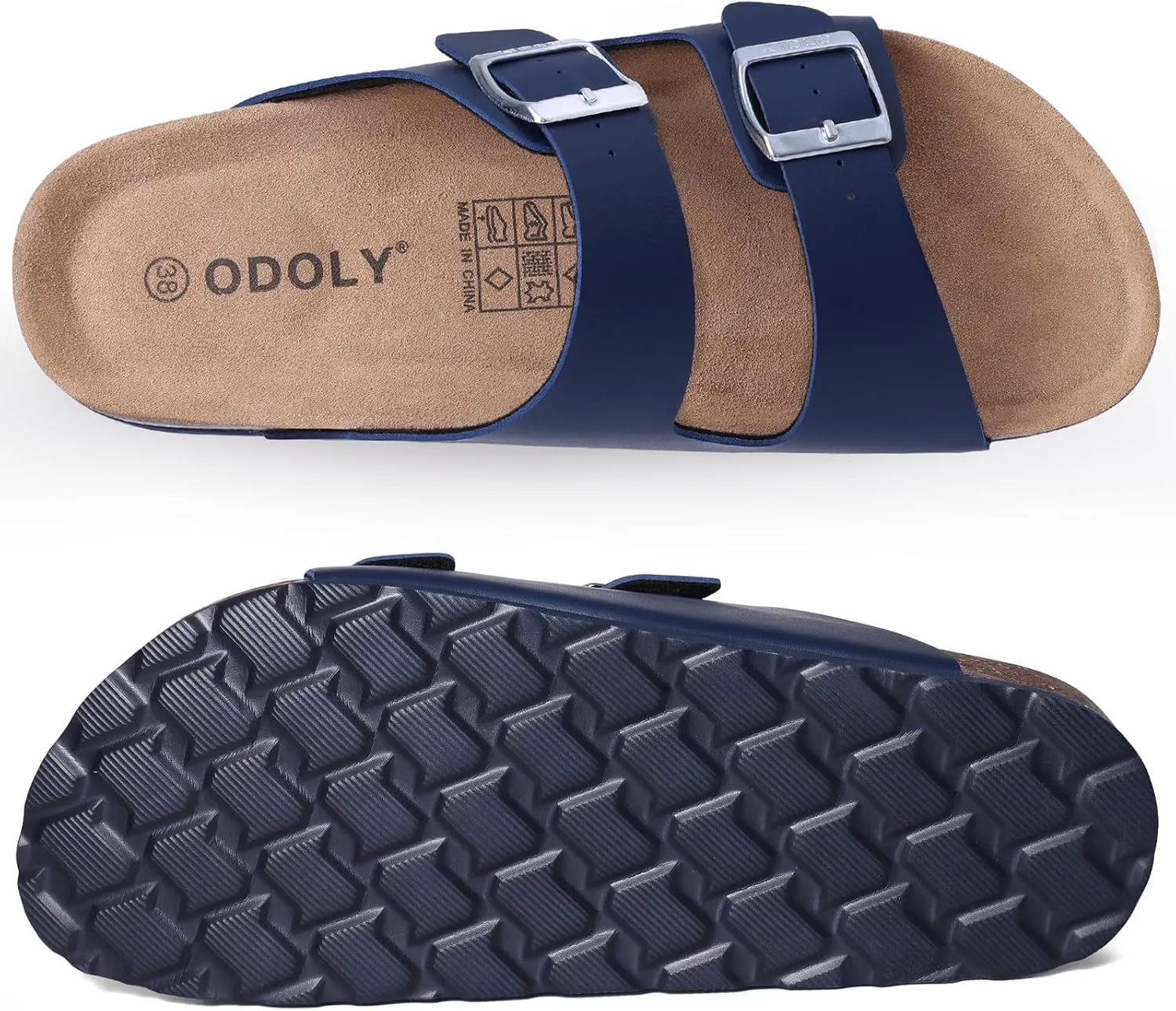Women's Cork Footbed Slide Sandal, Arch Support Summer Outdoor Sandals with Adjustable Buckle