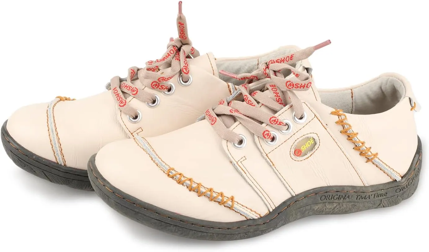Women's Leather Hand Stitching Patchwork Shoes Lace-Up Casual Shoes