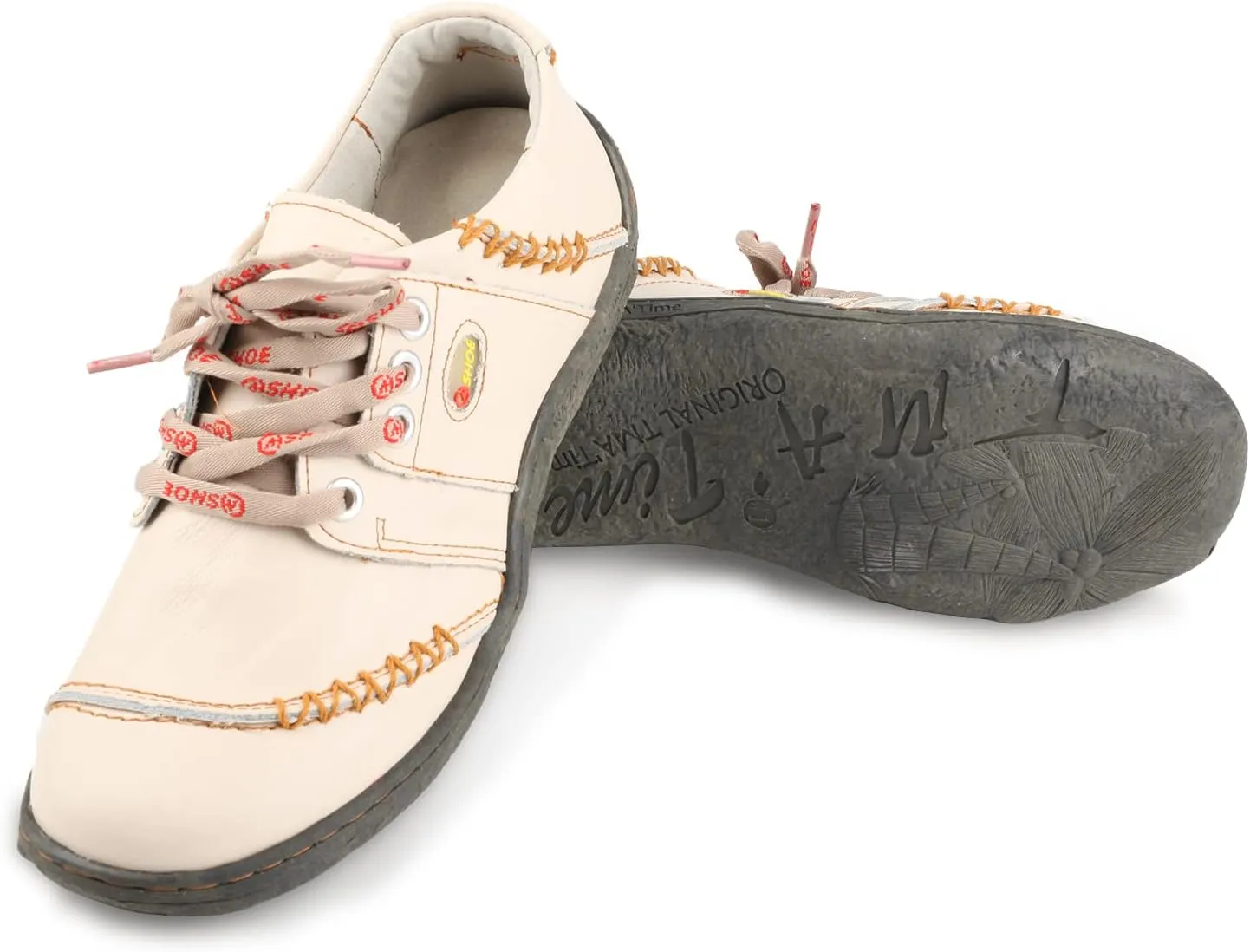 Women's Leather Hand Stitching Patchwork Shoes Lace-Up Casual Shoes