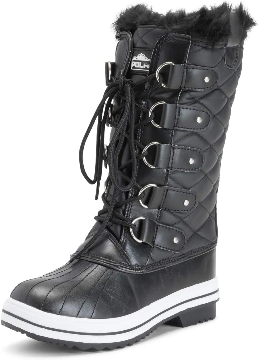 Womens Snow Boot Quilted Tall Winter Snow Waterproof Warm Rain Boot - 5 - BLL36 YC0010