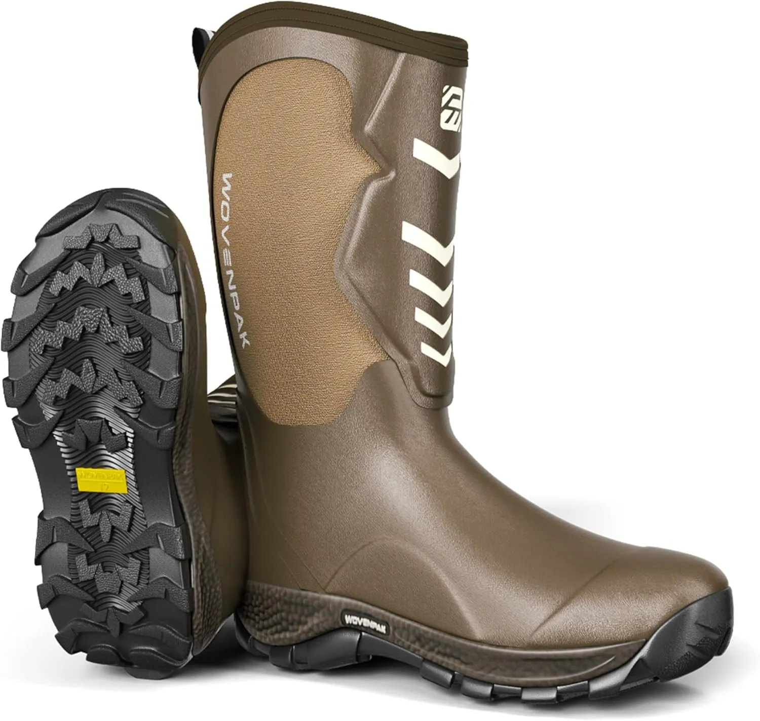 WOVENPAK Rubber Boots for Men, Mens Boots Waterproof Insulated Hunting Boots with Steel Shank, Neoprene Rubber Work Mud Boots Outdoor All Season, Size 6-13