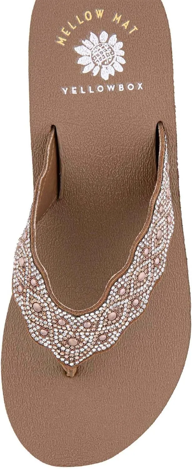 Yellow Box Women's Winny Wedge Sandal, Round Toe, Medium-High 2.75 Inch Heel, 1 Inch Platform Comfortable Flip-Flop