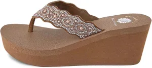 Yellow Box Women's Winny Wedge Sandal, Round Toe, Medium-High 2.75 Inch Heel, 1 Inch Platform Comfortable Flip-Flop