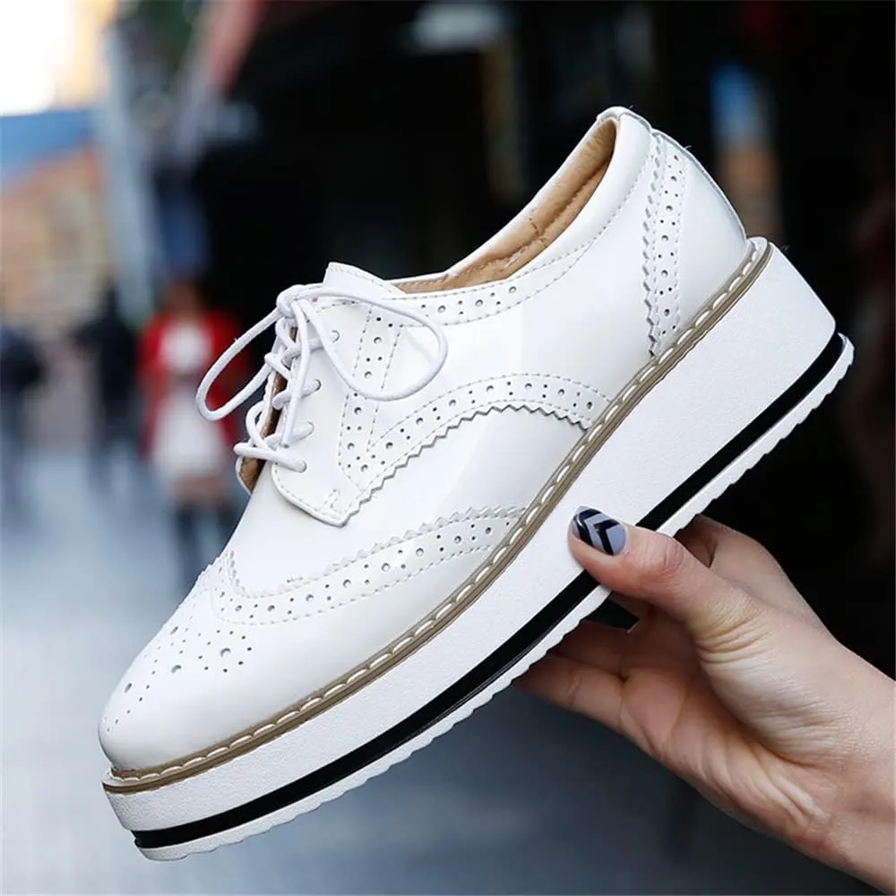 YING LAN Women's Platform Lace-Up Wingtips Square Toe Oxfords Shoe