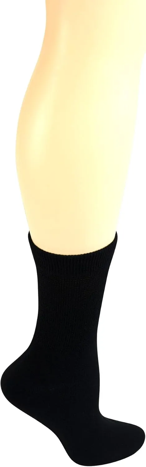 Yomandamor Women's 5 Pairs Seamless Dress/Diabetic Crew Socks with Non-Binding Top, L size