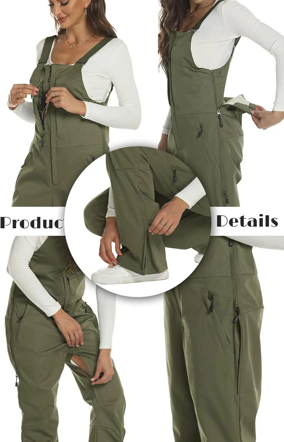 Yousify Womens Snow Bibs Insulated Waterproof Ski Bibs Overalls Winter Outdoor Snow Pants